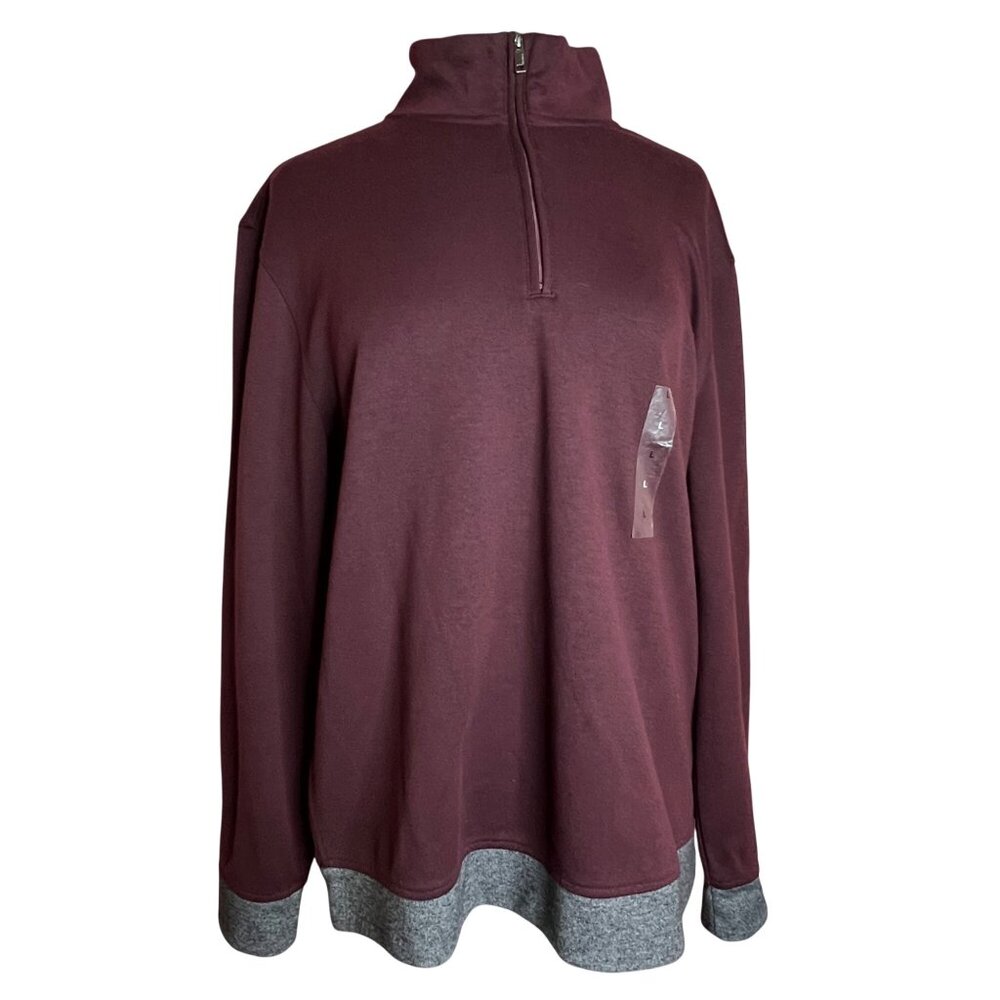 Alfani Mens Burgundy 1/4-Zip Popover Sweater L Casual Comfortable Cotton Blend